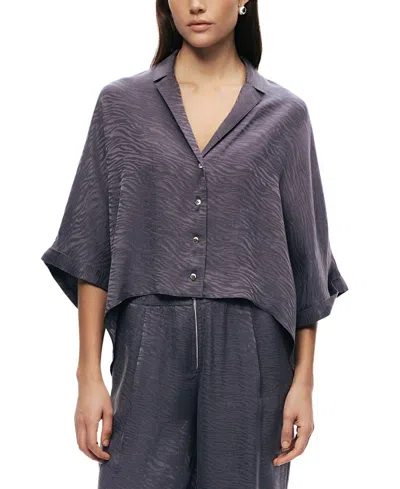 Nocturne Relaxed Short-sleeve Textured Shirt In Gray