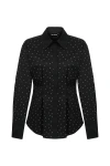 Nocturne Rhinestone Embroidered Button-up Shirt In Black