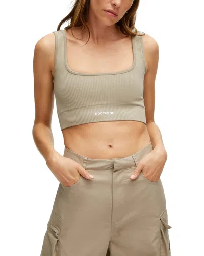 Nocturne Women's Neutrals Ribbed Crop Top-mink In Dark Beige