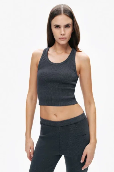 Nocturne Ribbed Crop Top In Anthracite