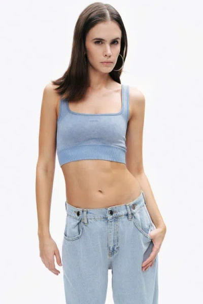 Nocturne Ribbed Crop Top In Indigo Blue