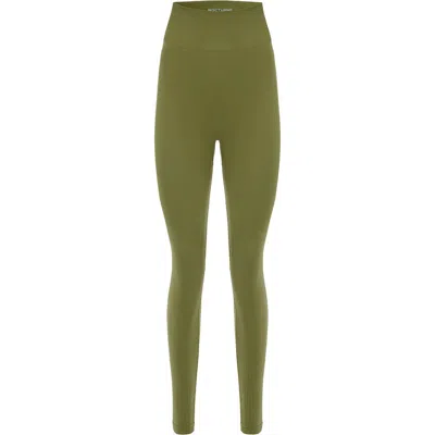 Nocturne Women's Green Khaki Ribbed High-waisted Leggings