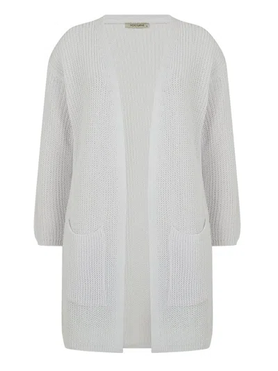 Nocturne Ribbed Knit Cardigan In White