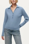 Nocturne Ribbed Polo Knit Sweater In Blue