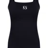 Nocturne Ribbed Wide Strap Top In Black