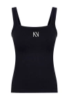 Nocturne Ribbed Wide Strap Top In Black
