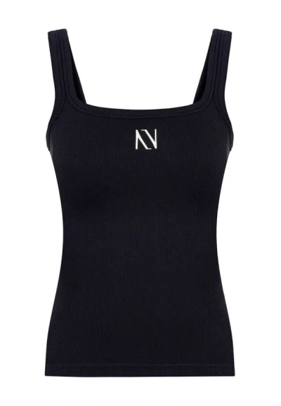 Nocturne Ribbed Wide Strap Top In Black