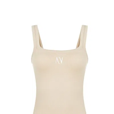 Nocturne Ribbed Wide Strap Top In Brown