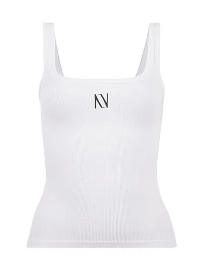 Nocturne Ribbed Wide Strap Top In White