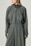 Nocturne Ribbed Zip-up Hoodie Jacket In Gray