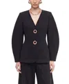 Nocturne Ring Button Wrap Front Jacket In Black