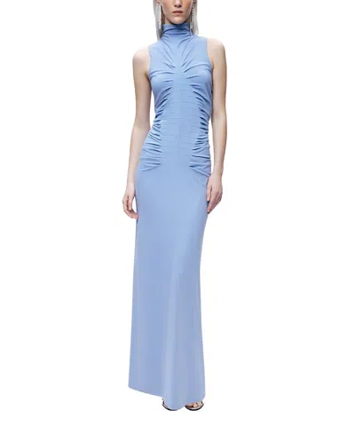 Nocturne Sleeveless Ruched Maxi Dress In Blue