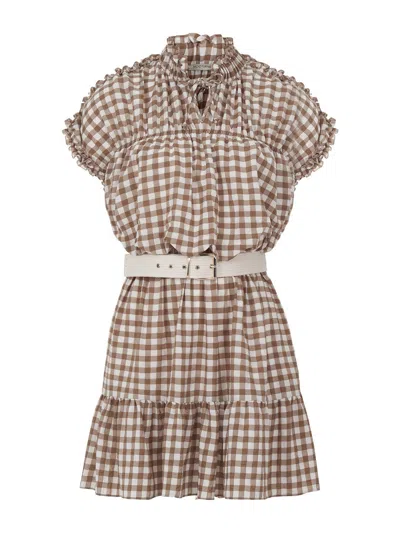 Nocturne Ruched Plaid Dress In Multi