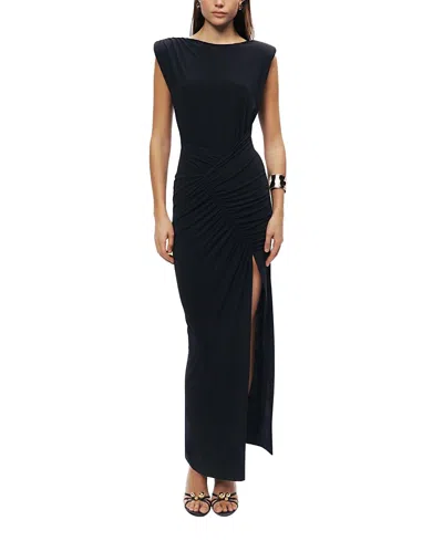 Nocturne Ruched Side-slit Maxi Dress In Black