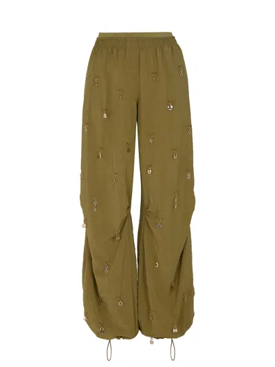 Nocturne Ruched Wide-leg Pants In Green
