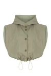 Nocturne Ruffled Hooded Vest In Dark Beige