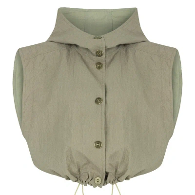 Nocturne Ruffled Hooded Vest In Green