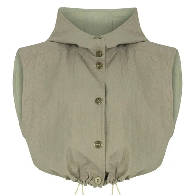 Nocturne Ruffled Hooded Waistcoat In Green