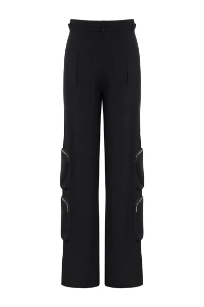 Nocturne Women's Satin Cargo Pants In Black