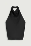 Nocturne Satin Halter-neck Draped Top In Black