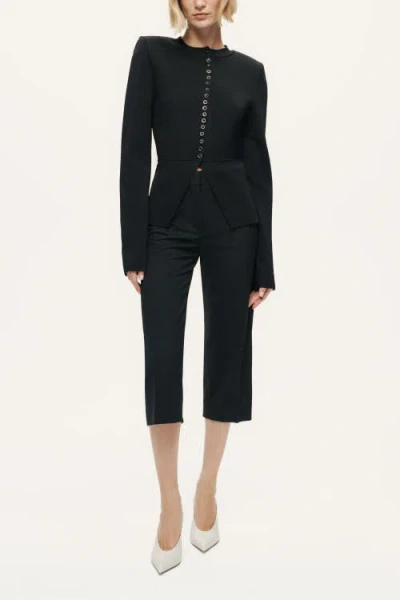 Nocturne Sculpted Button-front Knit Top In Black