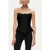Nocturne Sculpted Satin Corset Top In Black