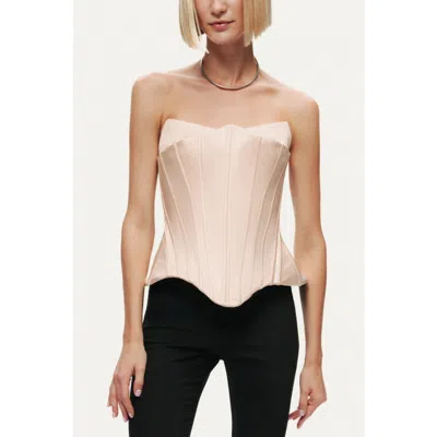 Nocturne Sculpted Satin Corset Top In Pink