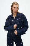Nocturne Seashell Designed Jean Jacket In Navy Blue
