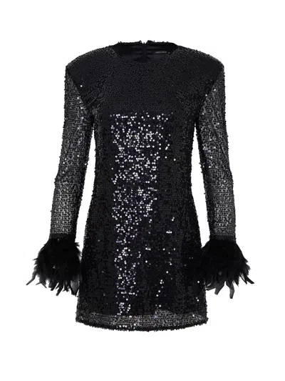Nocturne Sequined Mini Dress In Black