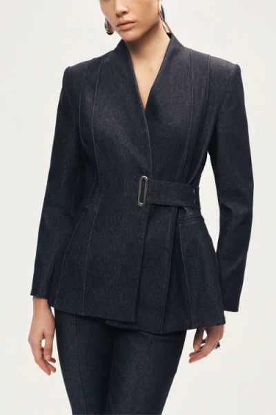 Nocturne Sharply Tailored Belt Detailed Blazer In Black