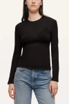Nocturne Sheer Crew-neck Mesh Top In Black