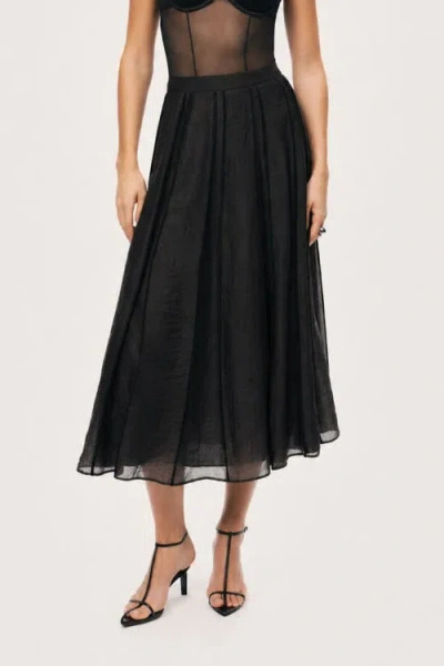 Nocturne Sheer Pleated Midi Skirt In Black