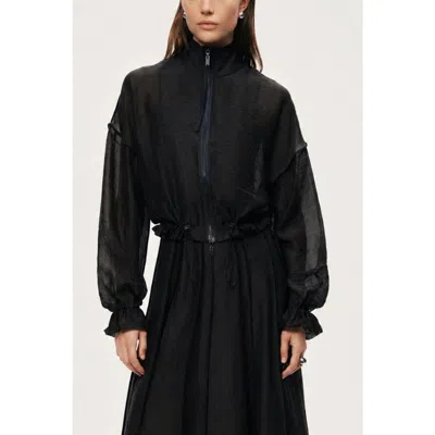 Nocturne Sheer Zip Front Jacket In Black