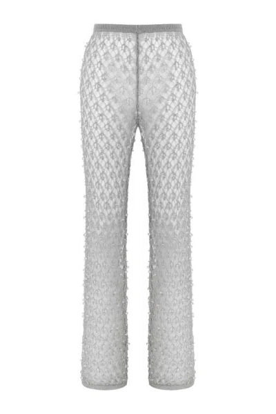 Nocturne Shimmering Threaded Mesh Pants In Grey