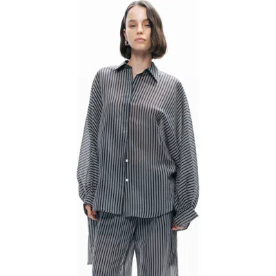 Nocturne Shirt With Tie Sleeve Detail In Gray