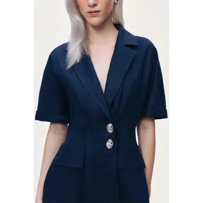 Nocturne Short Sleeve Blazer Jacket In Blue