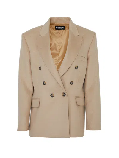 Nocturne Shoulder Pad Cashmere Blazer In Beige