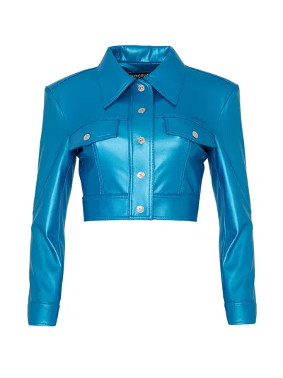 Nocturne Shoulder Pad Crop Jacket In Blue