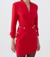Nocturne Shoulder Pad Mini Dress In Red In Pink