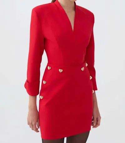Nocturne Shoulder Pad Mini Dress In Red In Pink
