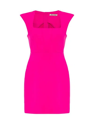 Nocturne Shoulder Pad Square Neck Dress In Bright Pink