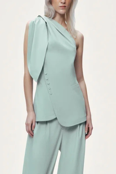 Nocturne Shoulder-tie Blouse In Green