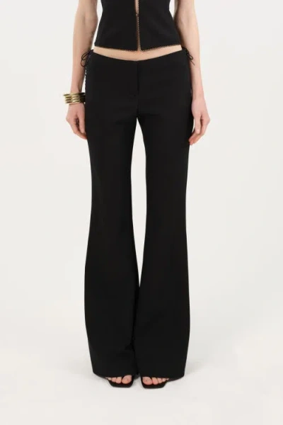 Nocturne Side Tie Low Rise Slim Fit Trousers In Black