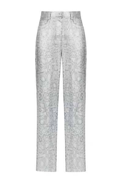 Nocturne Women's Silver Snake Print Pants In Multi-colored