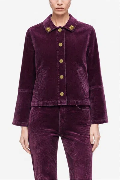 Nocturne Single Breasted Cotton Jacket In Burgundy