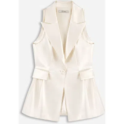 Nocturne Single Button Peak Lapel Vest In Ivory