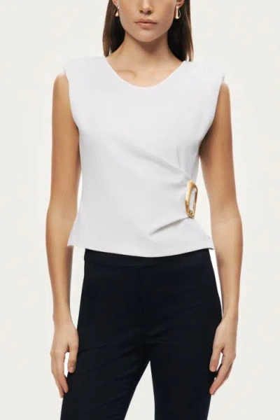 Nocturne Sleeveless Buckle-detail Blouse In White