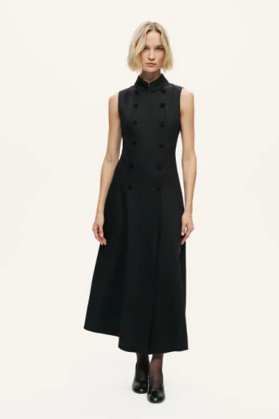Nocturne Sleeveless Double-breasted Midi Dress In Black