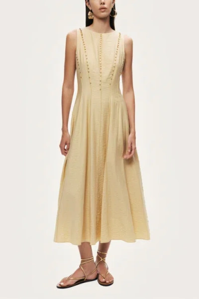 Nocturne Sleeveless Textured Midi Dress In Yellow