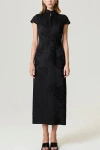 Nocturne Slit Detail Japanese-inspired Maxi Dress In Black